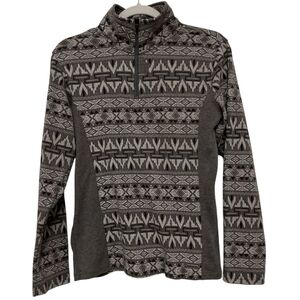 Panhandle Slim Gray Zip Up Sweater with Geometric Pattern